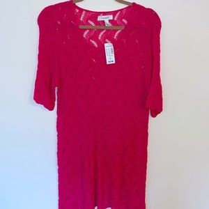 Dressbarn pink crochet sweater NWT